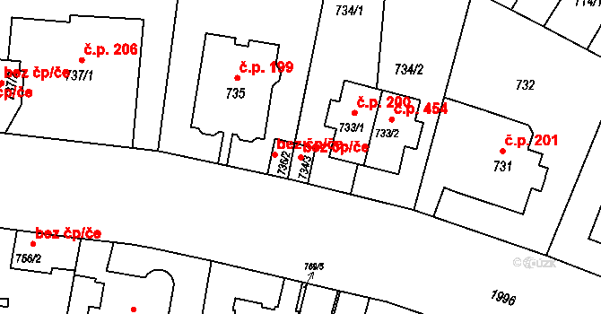 Praha 40374149 na parcele st. 734/3 v KÚ Podolí, Katastrální mapa