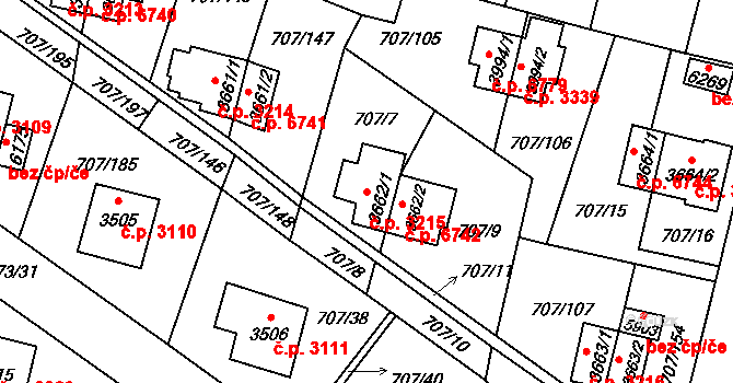 Zlín 3215 na parcele st. 3662/1 v KÚ Zlín, Katastrální mapa
