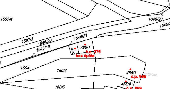 Litovel 376 na parcele st. 786/1 v KÚ Litovel, Katastrální mapa