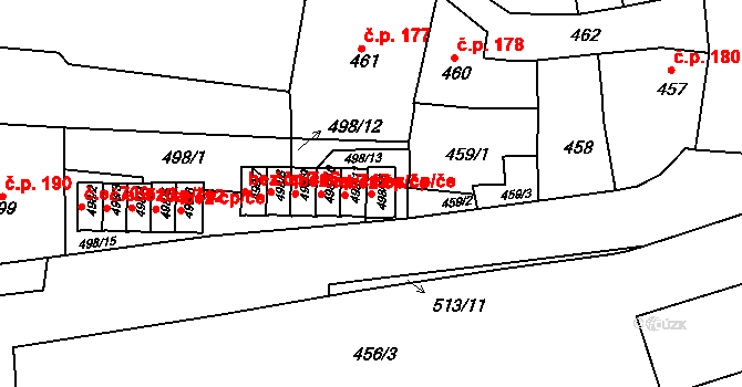 Litoměřice 43082149 na parcele st. 498/16 v KÚ Litoměřice, Katastrální mapa