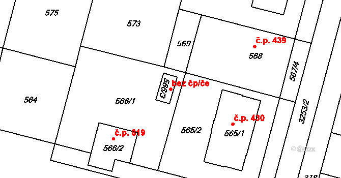Kamenice nad Lipou 43192149 na parcele st. 566/3 v KÚ Kamenice nad Lipou, Katastrální mapa