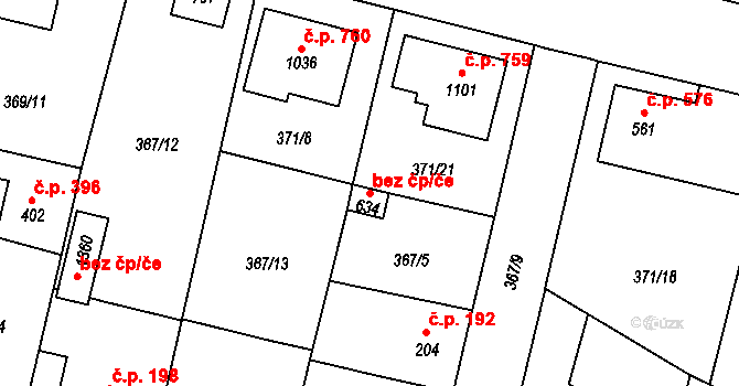 Slatiňany 43707149 na parcele st. 634 v KÚ Slatiňany, Katastrální mapa
