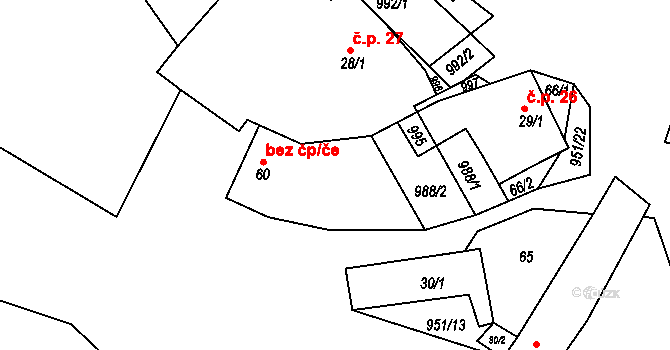 Útěchovice 45275149 na parcele st. 60 v KÚ Útěchovice u Hořepníku, Katastrální mapa