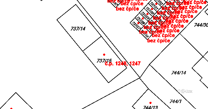 Hlučín 1247 na parcele st. 737/14 v KÚ Hlučín, Katastrální mapa