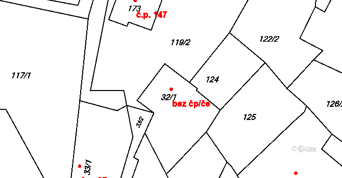 Přeštice 47937149 na parcele st. 32/1 v KÚ Skočice u Přeštic, Katastrální mapa