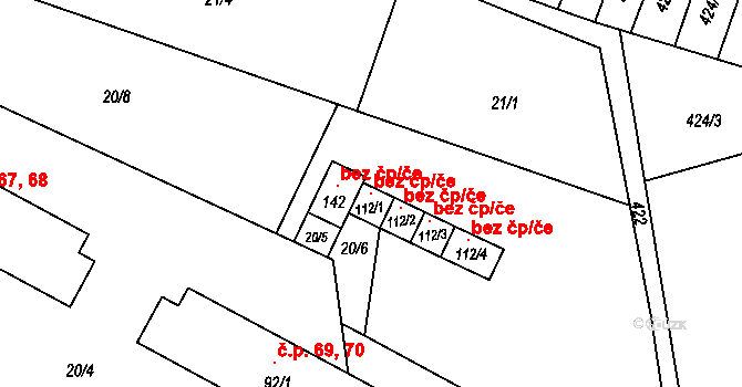 Dubá 48695149 na parcele st. 112/1 v KÚ Dřevčice, Katastrální mapa