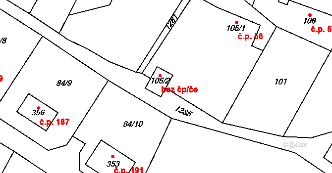 Podhorní Újezd a Vojice 49968149 na parcele st. 105/2 v KÚ Vojice, Katastrální mapa