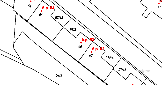 Liběšice 63, Želenice na parcele st. 66 v KÚ Liběšice u Želenic, Katastrální mapa
