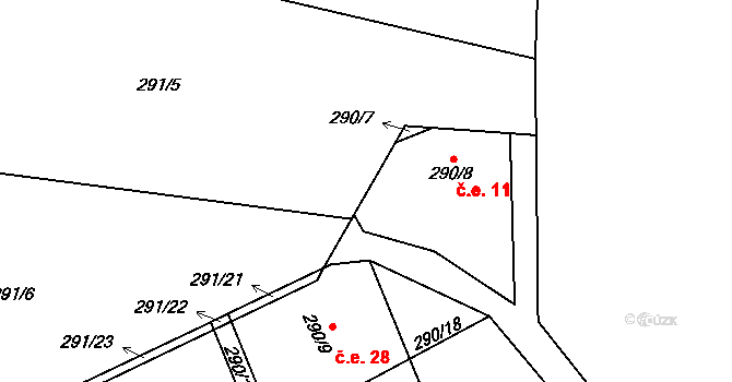 Výsonín 11, Lukavice na parcele st. 431 v KÚ Výsonín, Katastrální mapa