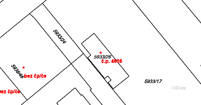 Prostějov 4606 na parcele st. 5933/26 v KÚ Prostějov, Katastrální mapa