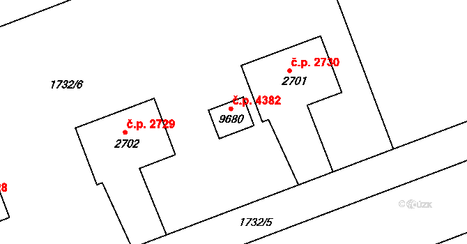 Hodonín 4382 na parcele st. 9680 v KÚ Hodonín, Katastrální mapa
