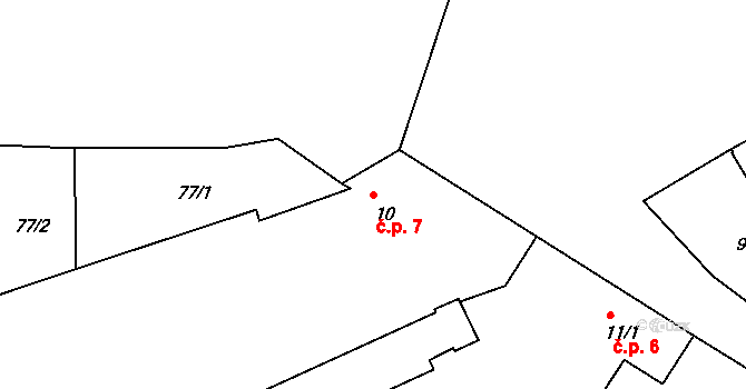 Chvaletice 7, Protivín na parcele st. 10 v KÚ Chvaletice u Protivína, Katastrální mapa