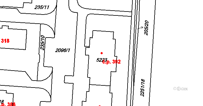 Pražské Předměstí 392, Písek na parcele st. 5223 v KÚ Písek, Katastrální mapa