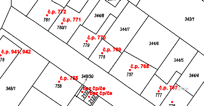 Přeštice 769 na parcele st. 778 v KÚ Přeštice, Katastrální mapa