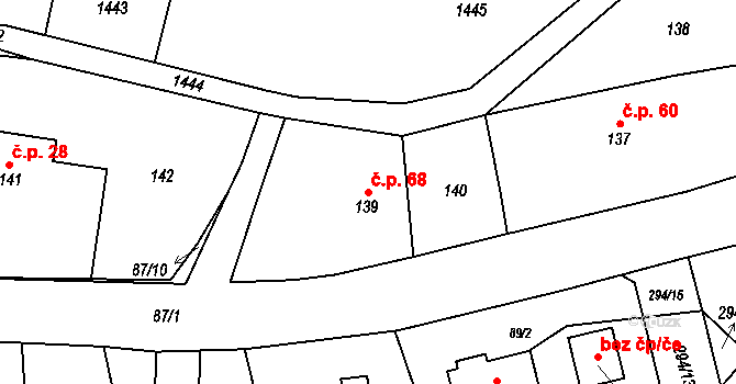Slavětín nad Metují 68 na parcele st. 139 v KÚ Slavětín nad Metují, Katastrální mapa