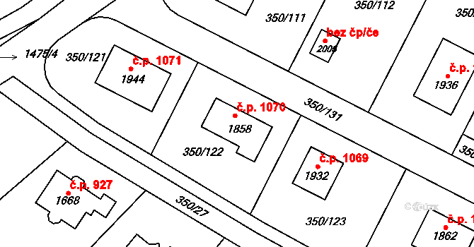 Kostelec nad Labem 1070 na parcele st. 1858 v KÚ Kostelec nad Labem, Katastrální mapa