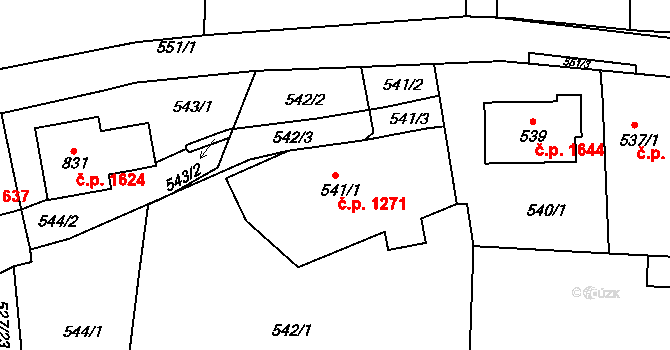 Příbor 1271 na parcele st. 541/1 v KÚ Klokočov u Příbora, Katastrální mapa