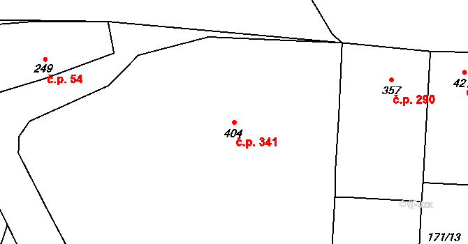Černovice 341 na parcele st. 404 v KÚ Černovice u Tábora, Katastrální mapa