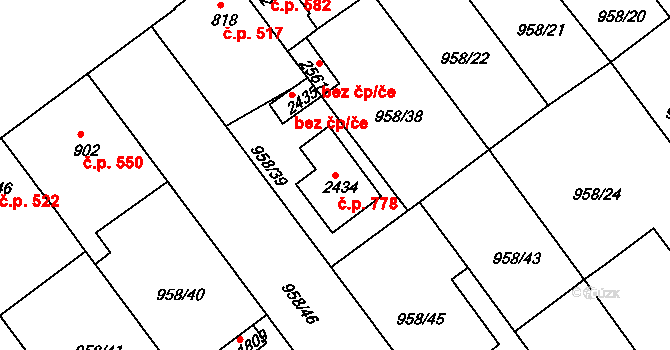 Vodňany II 778, Vodňany na parcele st. 2434 v KÚ Vodňany, Katastrální mapa