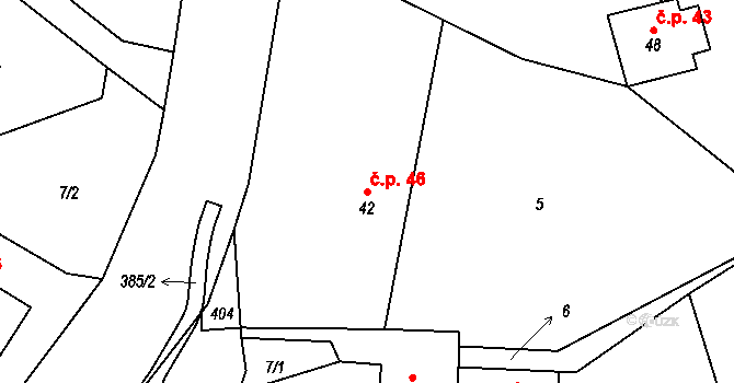 Radostovice 46, Světlá nad Sázavou na parcele st. 42 v KÚ Radostovice u Lipničky, Katastrální mapa