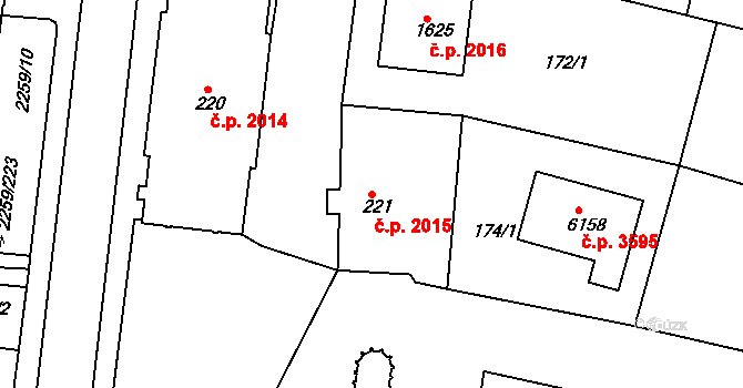 Havlíčkův Brod 2015 na parcele st. 221 v KÚ Havlíčkův Brod, Katastrální mapa