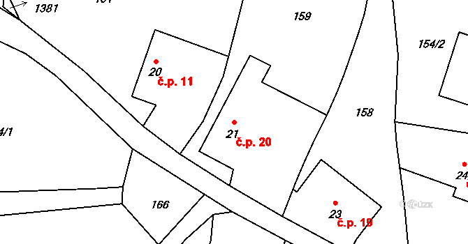 Barochov 20, Řehenice na parcele st. 21 v KÚ Malešín, Katastrální mapa
