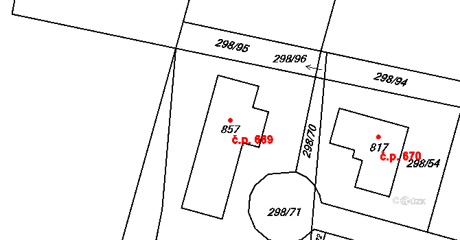 Horoměřice 669 na parcele st. 857 v KÚ Horoměřice, Katastrální mapa