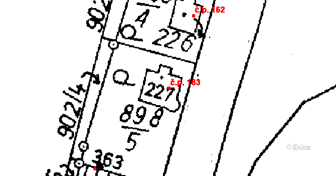 Markvartice 163, Jablonné v Podještědí na parcele st. 227 v KÚ Markvartice v Podještědí, Katastrální mapa
