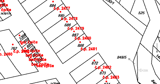 Nětčice 2481, Kyjov na parcele st. 888 v KÚ Nětčice u Kyjova, Katastrální mapa