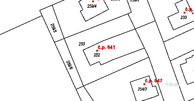 Hrádek nad Nisou 641 na parcele st. 252 v KÚ Hrádek nad Nisou, Katastrální mapa