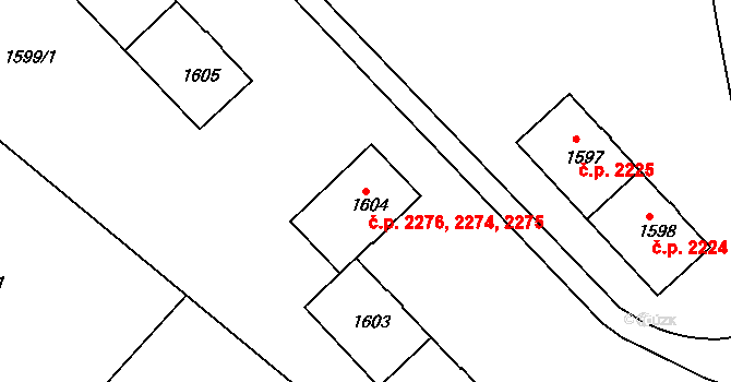 Ústí nad Labem-centrum 2274,2275,2276, Ústí nad Labem na parcele st. 1604 v KÚ Ústí nad Labem, Katastrální mapa