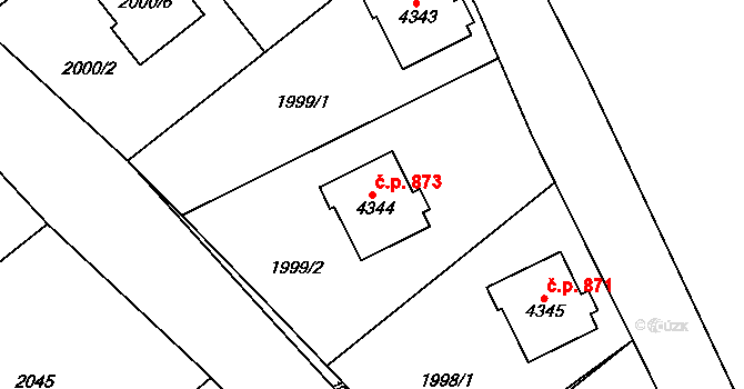Žamberk 873 na parcele st. 4344 v KÚ Žamberk, Katastrální mapa