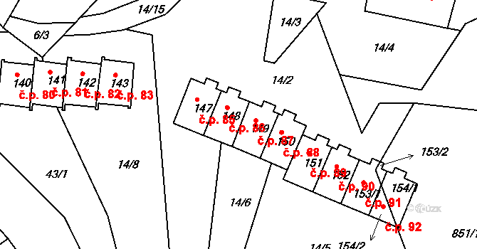Horská Kamenice 86, Železný Brod na parcele st. 148 v KÚ Horská Kamenice, Katastrální mapa