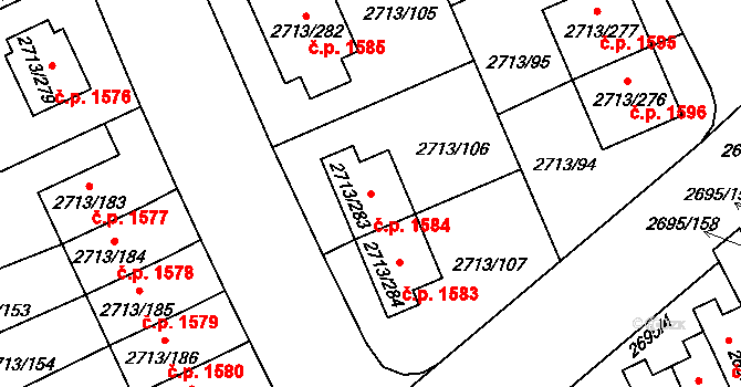 Pelhřimov 1584 na parcele st. 2713/283 v KÚ Pelhřimov, Katastrální mapa