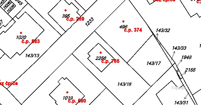 Úšovice 765, Mariánské Lázně na parcele st. 2256 v KÚ Úšovice, Katastrální mapa