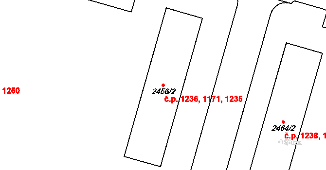 Cheb 1171,1235,1236 na parcele st. 2456/2 v KÚ Cheb, Katastrální mapa
