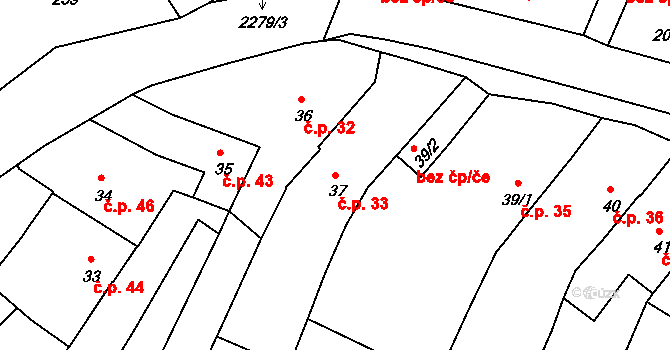 Palupín 33, Strmilov na parcele st. 37 v KÚ Palupín, Katastrální mapa