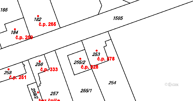 Řeporyje 578, Praha na parcele st. 253 v KÚ Řeporyje, Katastrální mapa