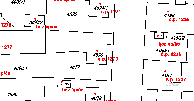 Česká Lípa 1270 na parcele st. 4876 v KÚ Česká Lípa, Katastrální mapa