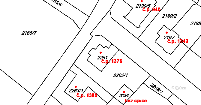 Rumburk 1 1376, Rumburk na parcele st. 2261 v KÚ Rumburk, Katastrální mapa