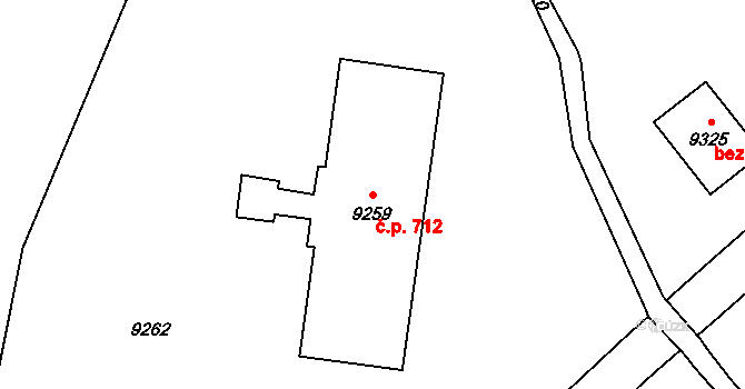 Vsetín 712 na parcele st. 9259 v KÚ Vsetín, Katastrální mapa