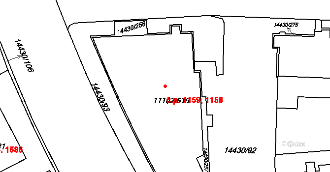Severní Předměstí 1158,1159, Plzeň na parcele st. 11102/619 v KÚ Plzeň, Katastrální mapa