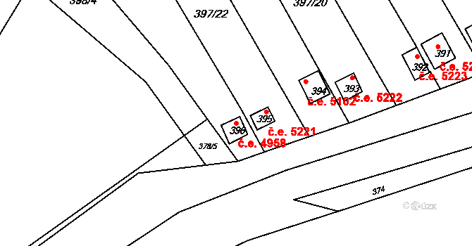 Pístov 4958, Jihlava na parcele st. 396 v KÚ Pístov u Jihlavy, Katastrální mapa