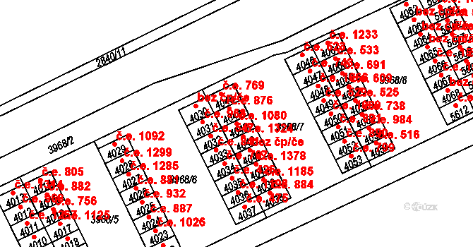 Chomutov 1080 na parcele st. 4043 v KÚ Chomutov I, Katastrální mapa