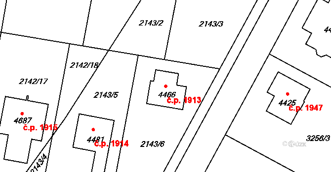 Čelákovice 1913 na parcele st. 4466 v KÚ Čelákovice, Katastrální mapa