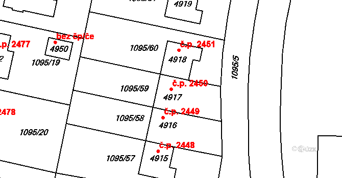 Nymburk 2450 na parcele st. 4917 v KÚ Nymburk, Katastrální mapa