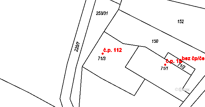Polánky nad Dědinou 112, Třebechovice pod Orebem na parcele st. 71/3 v KÚ Polánky nad Dědinou, Katastrální mapa