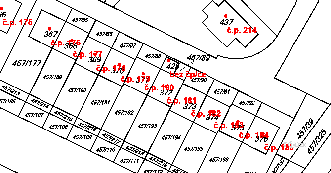 Zeměchy 181, Kralupy nad Vltavou na parcele st. 372 v KÚ Zeměchy u Kralup nad Vltavou, Katastrální mapa
