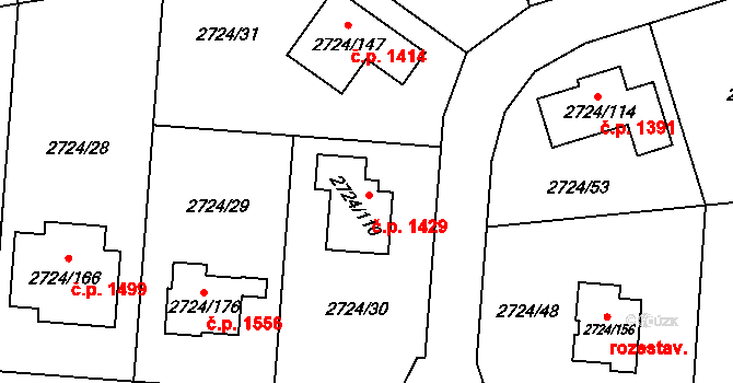Kylešovice 1429, Opava na parcele st. 2724/110 v KÚ Kylešovice, Katastrální mapa