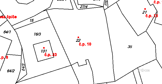 Jemniště 10, Postupice na parcele st. 22 v KÚ Jemniště, Katastrální mapa